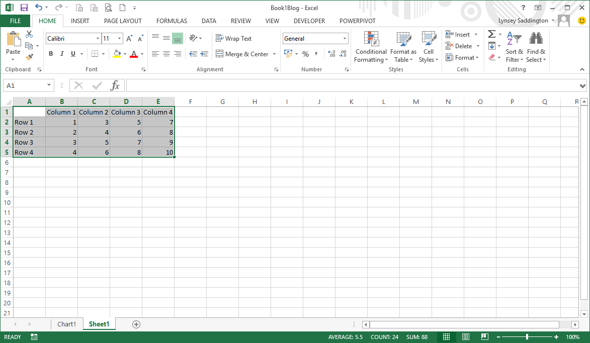 Microsoft Excel Chart, PSP